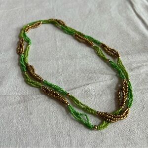 ❗️3/$15❗️Green and Gold Beaded Three Strand Necklace